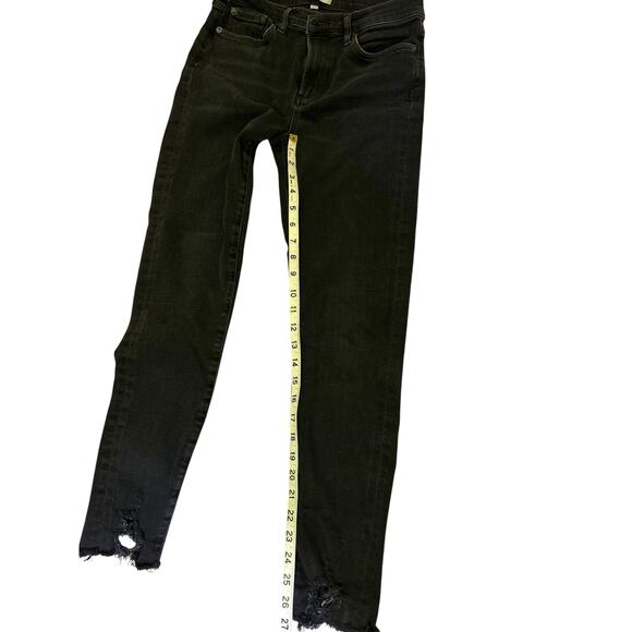 AGOLDE Sophie Ankle Mid-Rise|Black Premium Denim | Raw Hem |Size 28 - Picture 7 of 8